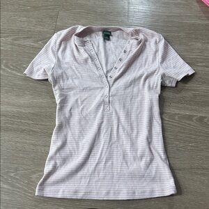 Wild Fable Light Pink Striped Short Sleeve Top